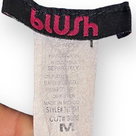 Blush Womens Blue Long Sleeve Sweater Top Medium Jersey Mesh Striped Color Block - Picture 6 of 7